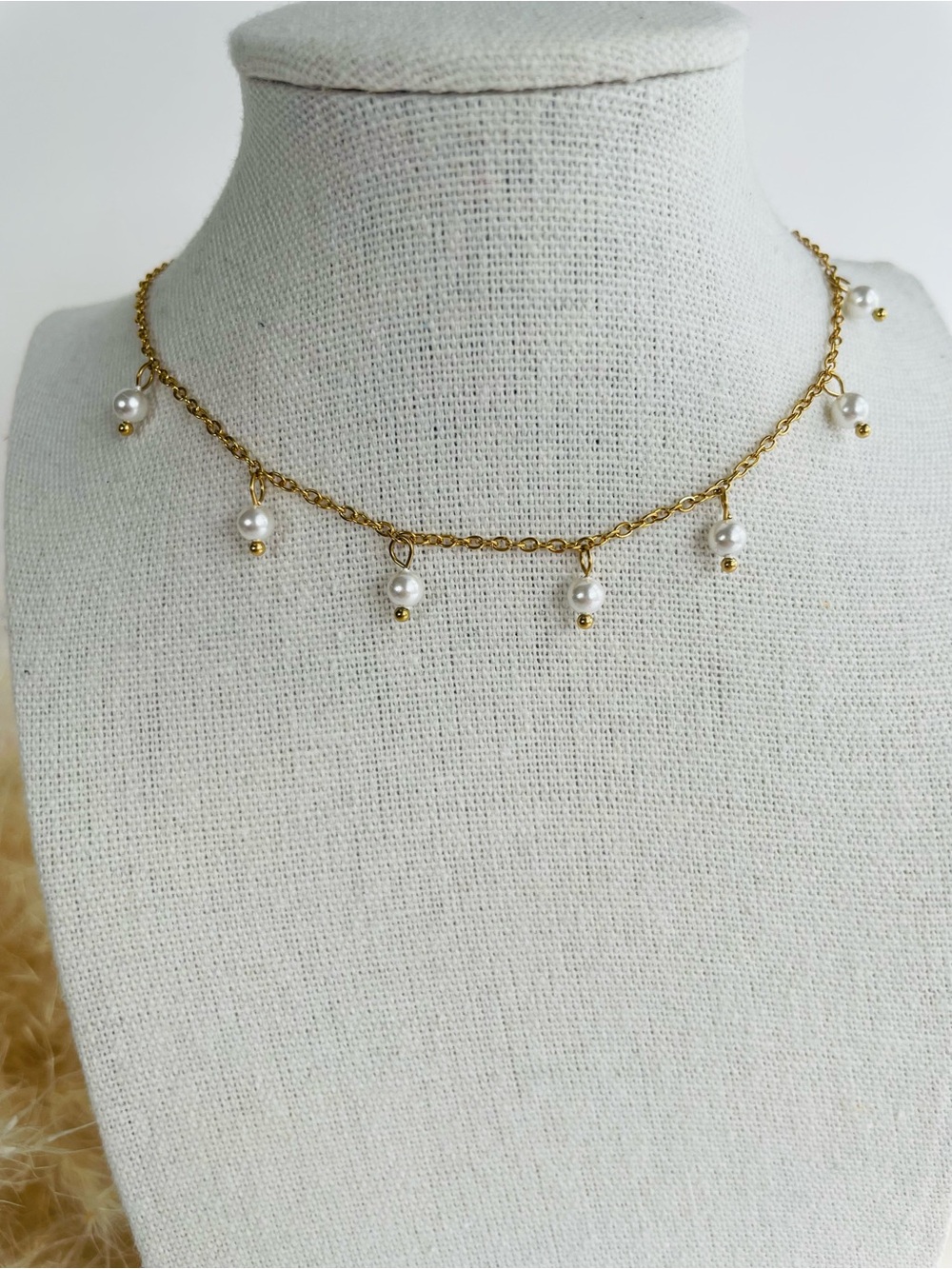 Collier perles acier inoxydable | Pearl Charm Necklace
